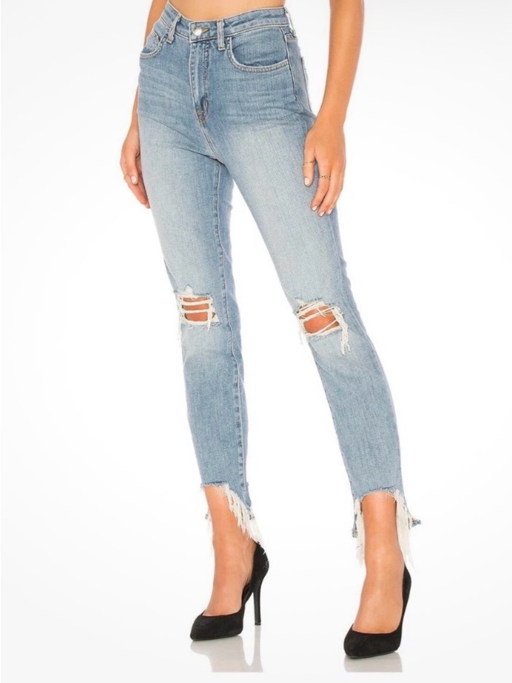L’AGENCE High Line High Rise Skinny Jeans 27 Desert Light Destruction Distressed